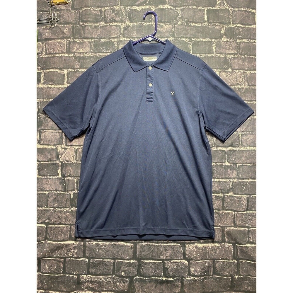 Callaway Golf Polo Shirt Mens Large Navy Blue Logo Short Sleeve Casual Collared